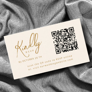 Minimaler Eleganter Script QR Code Copper Wedding Begleitkarte
