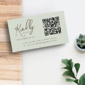Minimaler Eleganter Script QR Code Sage Wedding RS Begleitkarte