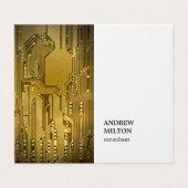 Minimaler eleganter White Gold CircuitBoard Consul Visitenkarten (Außenseite Aufgefaltet)