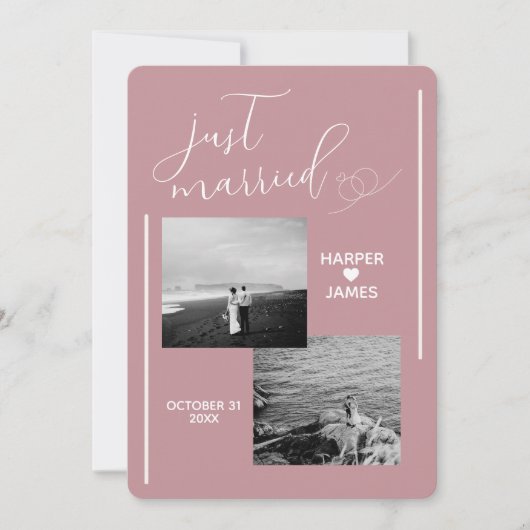 Minimaler Elopement-Empfang laden ein | Dusty Rose Einladung (Vorderseite)