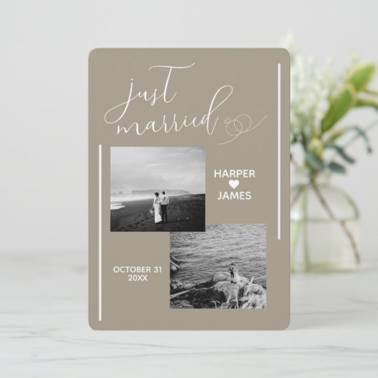 Minimaler Elopement-Empfang laden ein | Neutral Einladung (Stehend Vorderseite)