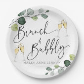 Minimaler Eukalyptus-Brunch und Bubbly Pappteller (Vorderseite)