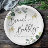 Minimaler Eukalyptus-Brunch und Bubbly Pappteller