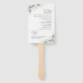 Minimaler Eukalyptus-Hochzeitsprogramm-Handfächer Fächer (Rückseite)