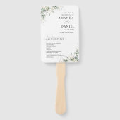 Minimaler Eukalyptus-Hochzeitsprogramm-Handfächer Fächer (Vorderseite)
