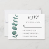 Minimaler Eukalyptus Wedding RSVP Karte (Vorderseite)