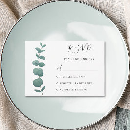 Minimaler Eukalyptus Wedding RSVP Karte