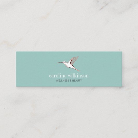 Minimaler Exotic bird illustration elegant mint Mini Visitenkarte (Vorderseite)