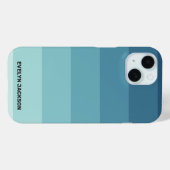 Minimaler Farbblock Cyan Blue Aquamarin Monogram Case-Mate iPhone Hülle (Rückseite (Horizontal))