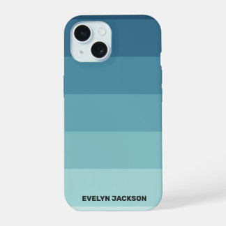 Minimaler Farbblock Cyan Blue Aquamarin Monogram iPhone 15 Hülle