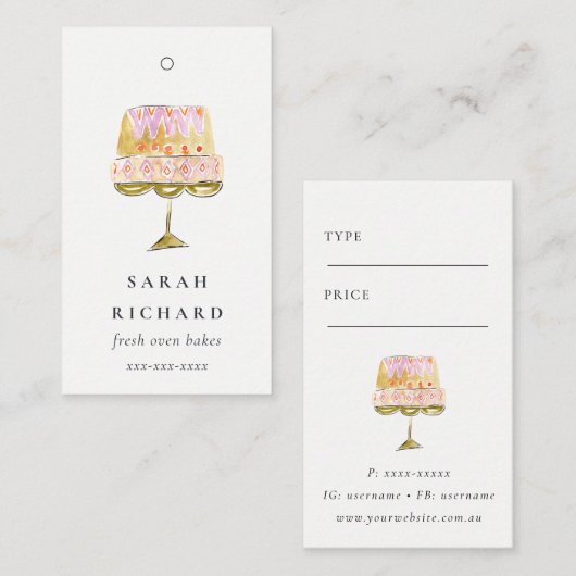 Minimaler farbenfroher Wasserfarbenkuchen Preis fü Visitenkarte (Vorne/Hinten)