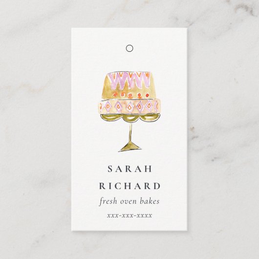 Minimaler farbenfroher Wasserfarbenkuchen Preis fü Visitenkarte (Vorderseite)