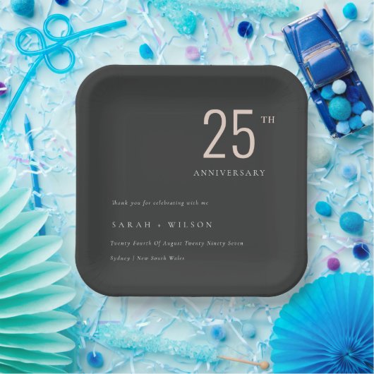 Minimaler feiner schwarzer Rock jedes Jahr Jahrest Pappteller (Party)