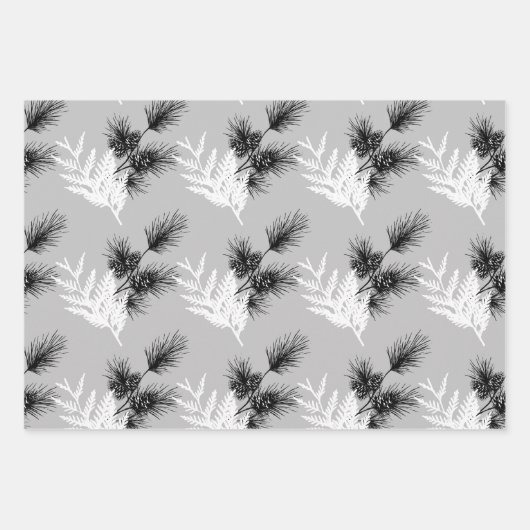 Minimaler Festivals Zedernholz Nadelholz Pinecone Geschenkpapier Set (Vorderseite 3)