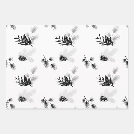 Minimaler Festivals Zedernholz Nadelholz Pinecone Geschenkpapier Set (Vorderseite)