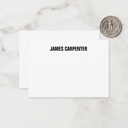 Minimaler fettartiger Text Schwarz-weiß Moderner B Mitteilungskarte (Vorderseite/Rückseite Beispiel)