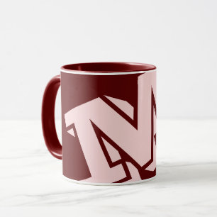 Minimaler fetter Monogramm-Scharlach-Bordeaux-Rosa Tasse