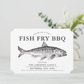 Minimaler Fisch FrY Party individuelle Einladung (Stehend Vorderseite)