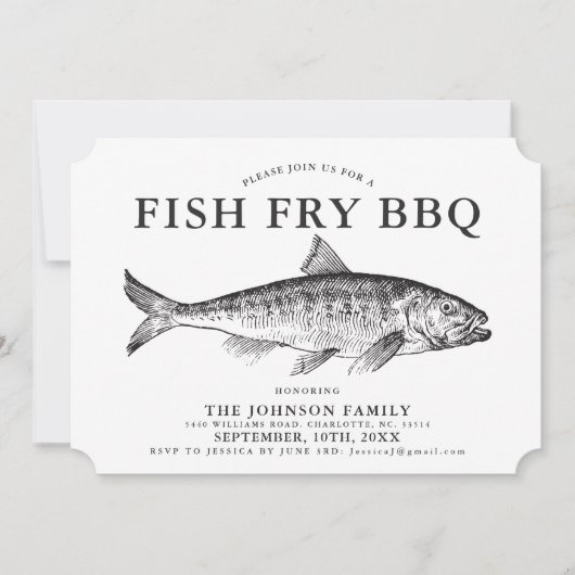 Minimaler Fisch FrY Party individuelle Einladung (Vorderseite)