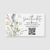 minimaler floraler QR-Code speichern Datumsmagnet Magnetkarte (Vorderseite)
