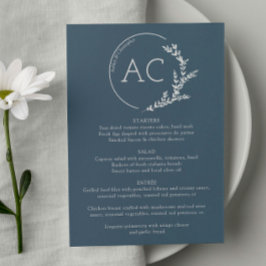 Minimaler Foliage Rahmen Slate Gray Hochzeitstil Menükarte