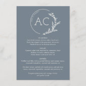 Minimaler Foliage Rahmen Slate Gray Hochzeitstil Menükarte (Vorderseite)