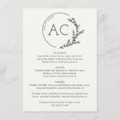 Minimaler Foliage Rahmen weiße Hochzeitsempfehlung Menükarte (Vorderseite)