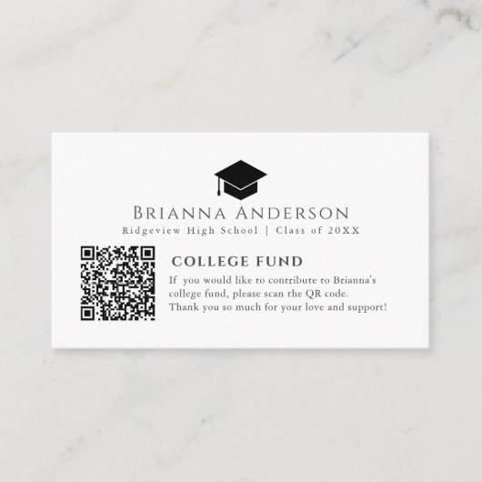 Minimaler Fonds für die weiße Uni mit schwarzer Sc Begleitkarte (Vorderseite)