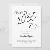 Minimaler Foto Abschluss schwarz und weiß Einladung (Vorderseite)