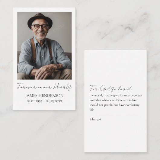 Minimaler Foto für Memorial Visitenkarte (Vorne/Hinten)