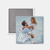 Minimaler Foto Hochzeit speichern Sie das Datum Magnet (Vorderseite/Rückseite)