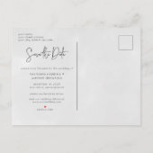 Minimaler Foto Hochzeit Speichern Sie das Datum Po Ankündigungspostkarte (Rückseite)