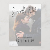 Minimaler Foto Hochzeit Speichern Sie das Datum Po Ankündigungspostkarte (Vorderseite)