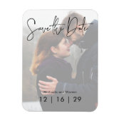 Minimaler Foto Hochzeit Speichern Sie das Datum Po Magnet (Vertikal)
