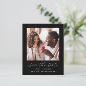 Minimaler Foto QR Code Save the Date schwarz (Stehend Vorderseite)