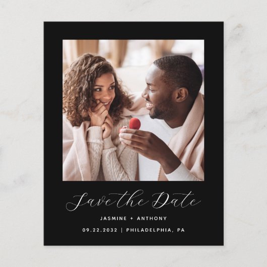 Minimaler Foto QR Code Save the Date schwarz (Vorderseite)