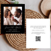 Minimaler Foto QR Code Save the Date schwarz