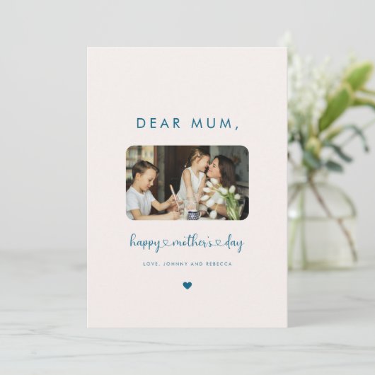 Minimaler Foto Script Herzens glückliche Mütter Ta Karte (Stehend Vorderseite)