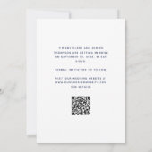 Minimaler Foto Script Navy Blue QR Code Save The Date (Rückseite)