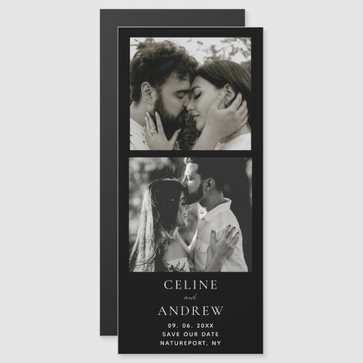Minimaler Foto Strip Magnetic Wedding speichern da Magnetkarte (Vorne/Hinten)
