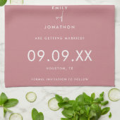 Minimaler Foto Text Tusy Pink Save the Date Geschirrtuch (Gefaltet)