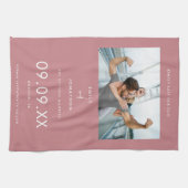Minimaler Foto Text Tusy Pink Save the Date Geschirrtuch (Horizontal)