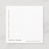 Minimaler Fotograf moderne Visitenkarten mit Quadr Quadratische Visitenkarte (Rückseite)