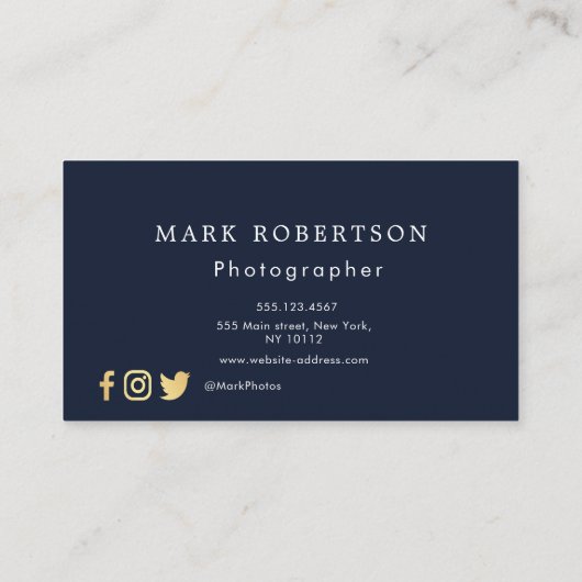 Minimaler Fotograf Visitenkarte (Rückseite)