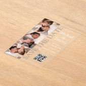 Minimaler Fotostand 3 Fotos qm-Code Save the Date Acryleinladungen (Ablage )
