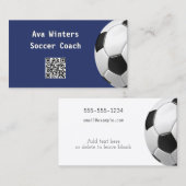 Minimaler Fußball Ball Blue QR Code Fußball Coach Visitenkarte (Vorne/Hinten)