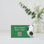Minimaler Fußball Ball Green QR Code Fußball Coach Visitenkarte (Stehend Vorderseite)
