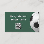 Minimaler Fußball Ball Green QR Code Fußball Coach Visitenkarte (Vorderseite)