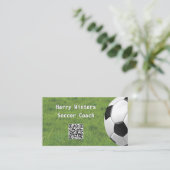 Minimaler Fußball-Ball QR Code Fußball-Trainer Visitenkarte (Stehend Vorderseite)