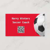 Minimaler Fußball-Ball Red QR Code Football Coach Visitenkarte (Vorderseite)